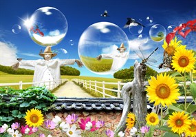 田园稻草人PSD素材下载